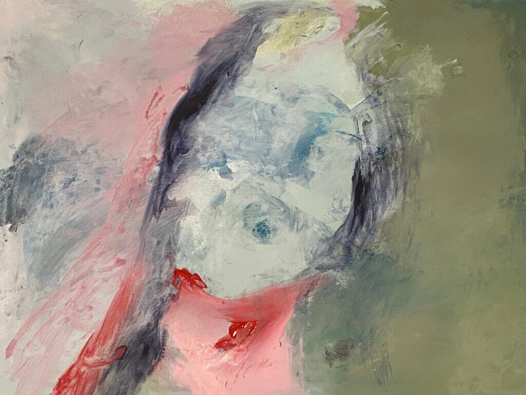 An acrylic painting called 'For Hanoud' by contemporary English Portuguese artist Katherine Masters.