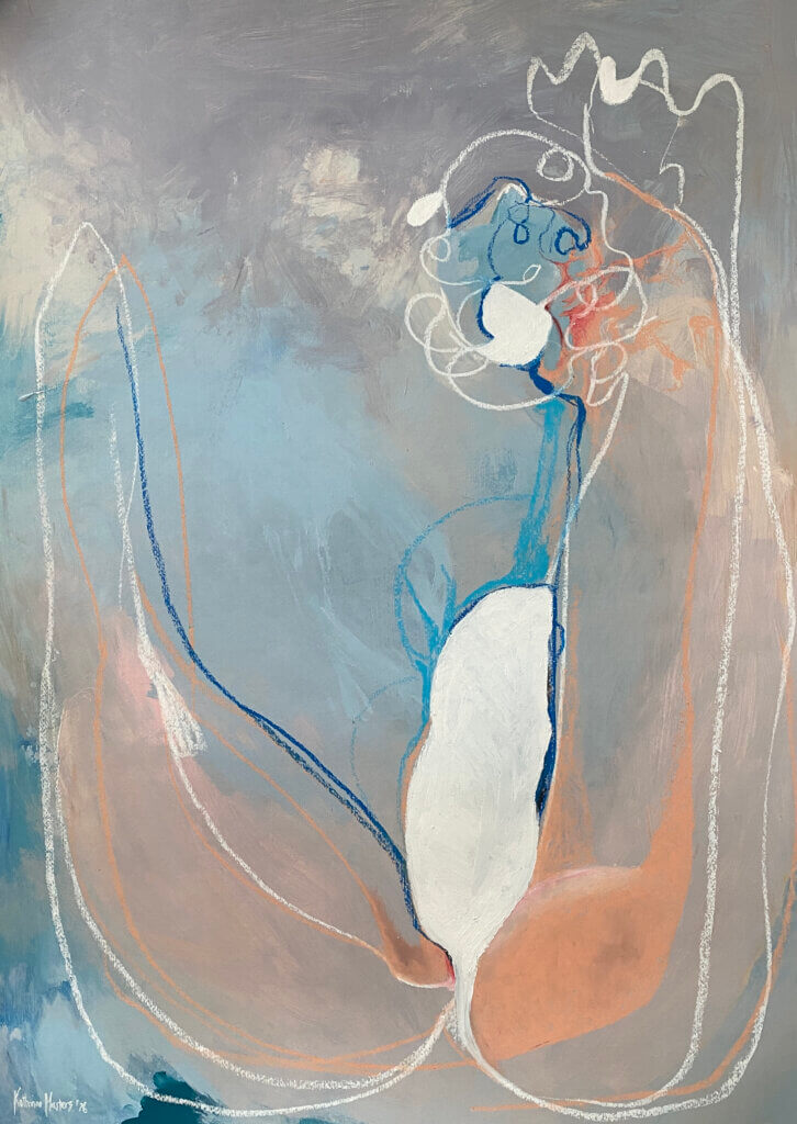 An acrylic and oil pastel painting called 'Insides Out' by contemporary English Portuguese artist Katherine Masters.